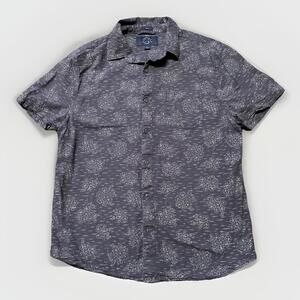 Even Tide Shirt Mens Size L Blue Linen Cotton Blend‎ Short Sleeve Button Up